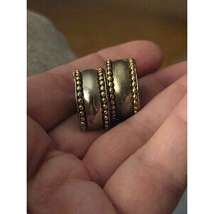 Metallic Clip Two Tone Earrings Vintage Rare